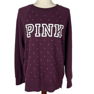 PINK VICTORIA'S SECRET MAROON JEWELED 2 PIECE LOUNGE SET WOMEN'S‎ SIZE XS